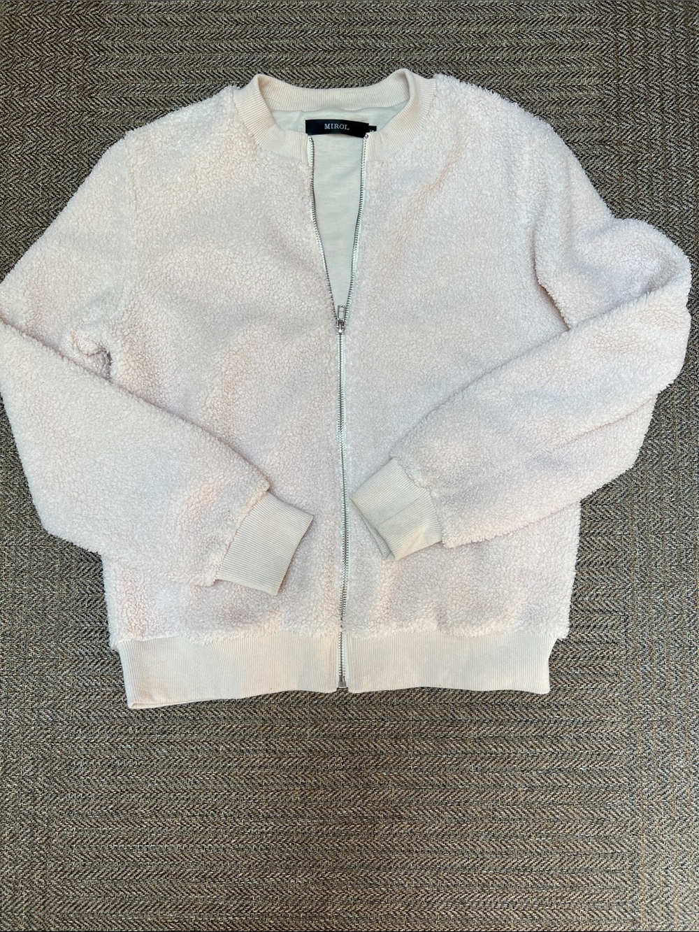 Mirogl Soft Cream Colored Teddy Zip-Up Jacket